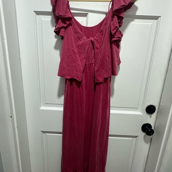 Anthropologie Women Daily Practice Pink Ruffled Midi Dress Size Medium - Picture 9 of 9
